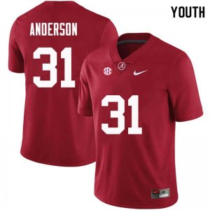 NCAA Youth Alabama Crimson Tide #31 Keaton Anderson Stitched College Nike Authentic Crimson Football Jersey EH17B70UW